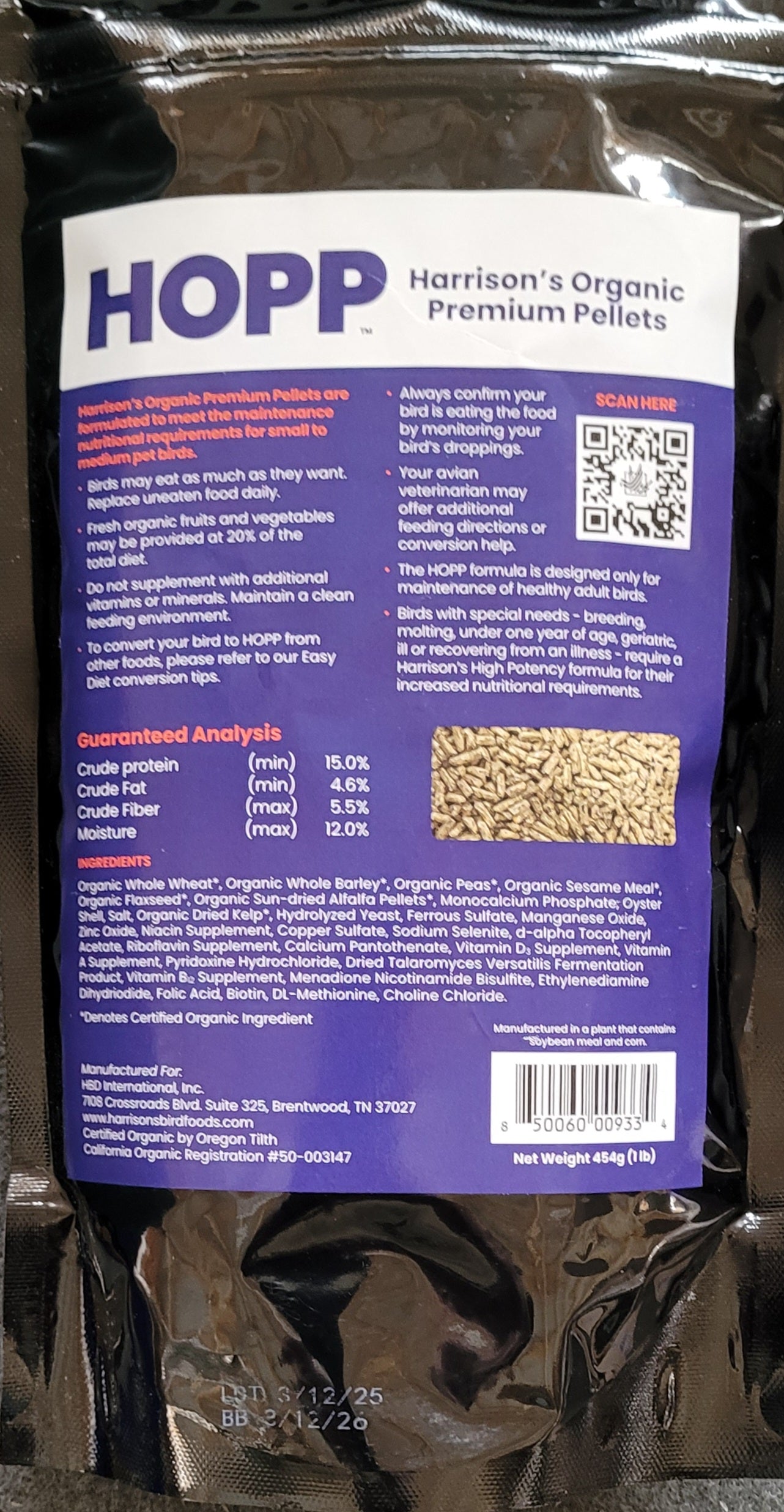 HOPP Harrison's Organic Premium Pellets 1 lb