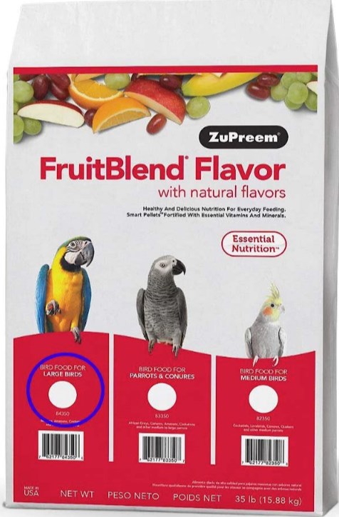 35 lbs  ZuPreem Fruit Blend Pellets Large